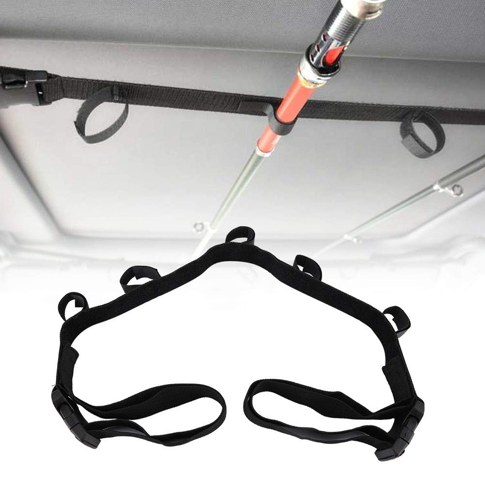 Nikou Vehicle-Mounted Fishing Rod Securing Strap, 2Pcs Car Fishing Rod Stand Fixing Strap Band Fishing-Rod Holder Stand Rack Inner Fishing Rod Holder, 10 Rod Capacity for SUV, Wagons, Van