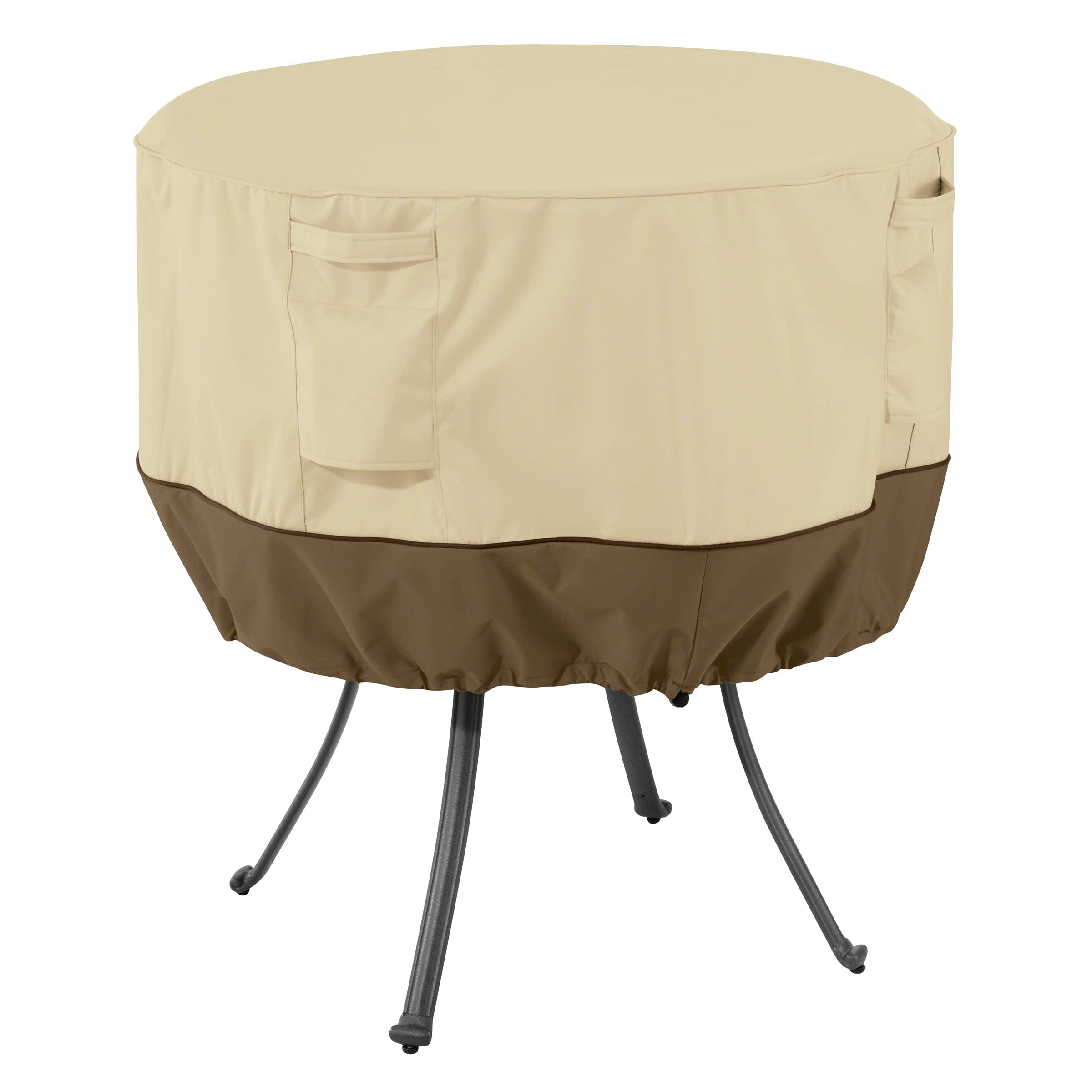 Classic Accessories 55-569-011501-00 Veranda Round Patio Table Cover Durable and Water Resistant Patio Set Cover, Pebble, Large — image 1