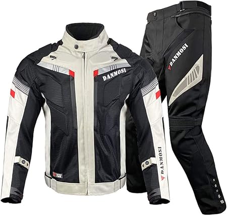 Amazon Criss バイク用 メンズ ジャケット パンツ上下セット オールシーズン通用 プロテクター付き 保護力 防水インナー 通気性 2色 グレー M ジャケット パンツセット 車 バイク