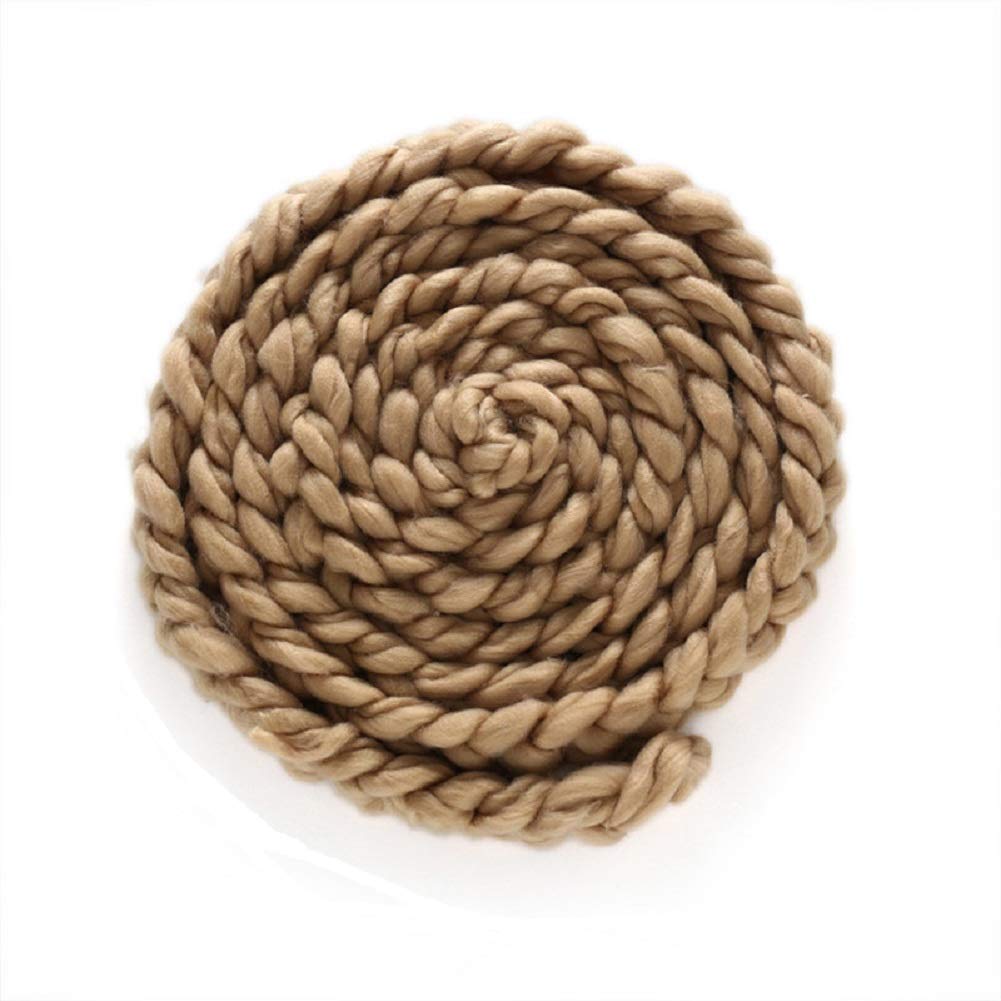 Photo 1 of Matissa Newborn Baby Photography Props Braided Rope Basket Filler Photography Background Rug Blanket (Light Brown)