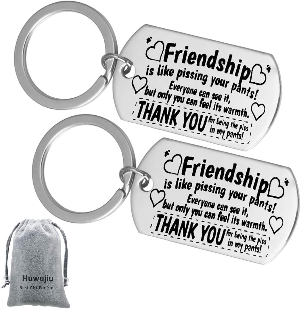 Huwujiu 2Pcs Friendship Keyring Best Friend Keyring Friendship is Like Pissing Your Pants Keyring Set Best Friend Gift Christmas Birthday Gift for Friends