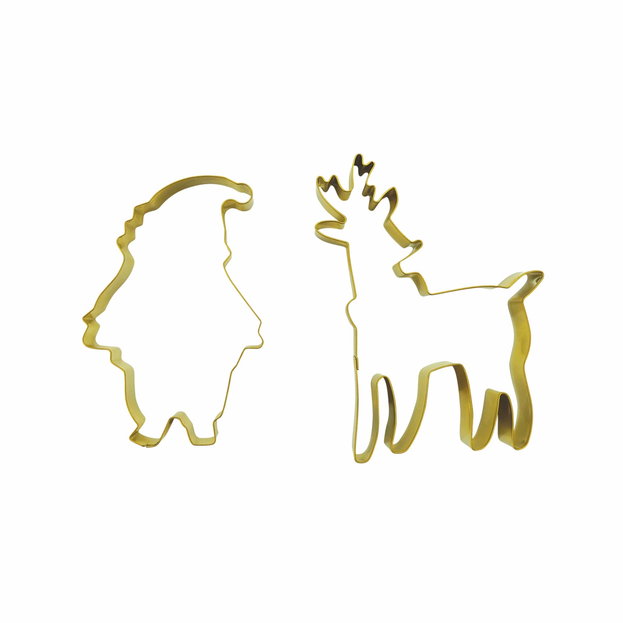 Zenker Christmas Cookie Cutters, 2 Piece Set, Large Santa and Reindeer, Biscuit Cutter Set for Baking, Cookie Cutters Pack of 2, Pastry Cutter, Stainless Steel, Gold