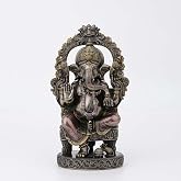 Veronese Design 10 1/4 Inch Tall Lord Ganesha Sitting On Throne with Temple Arch Hindu Elephant God Fortune Cold Cast Bronzed Resin Statue Religious Home Decor Spiritual Collectibles