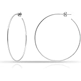 Hoops & Loops 925 Sterling Silver Open 1.5mm Thin Polished Round C-Hoop Earrings | Silver, Yellow, Rose Gold Flashed Sterling Silver 15mm 20mm 25mm 35mm 45mm