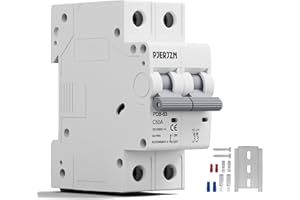 Pjerjzn DC Miniature Circuit Breaker 50A 2P 1000V Solar Circuit Breaker DIN Rail Mount, DC Breakers for Solar Photovoltaic Systems, Solar Panels, Homes, Battery, Electrical(50Amps)