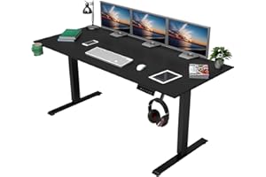 OUTFINE Heavy Duty Dual Motor Height Adjustable Standing Desk Electric Dual Motor Home Office Stand Up Computer Workstation with (Black, 63") Assembled Desktop Load up to 220lbs