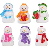 Anneome 6pcs Christmas Micro Landscape Mini Figurine Resin Tray Christmas Ornament Mini Snowman Figurines Dollhouse Snowman Figurine Cakes Toppers Miniatures Accessories Xmas Decor