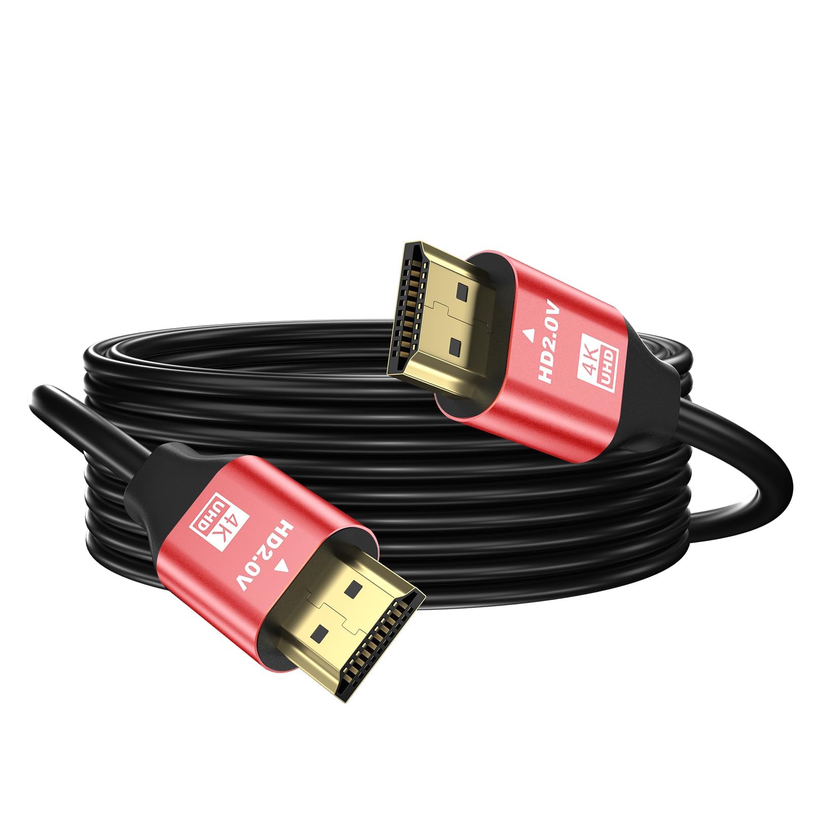 grofyllaa 4K Hdmi Cable 15M, High Speed Hdmi 2.0 Cable 4K@60Hz 2K@120Hz, Gold-Plated Connector 3D ARC HDCP 2.2 &2.3 for HDTV/Blu Ray Playback/Projectors/Laptops/PS4/PS5(Red)