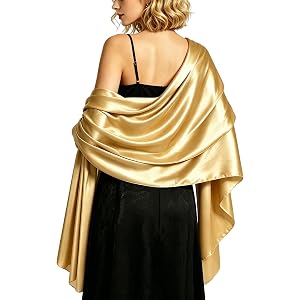 HPGFIJKM Satin Shawl Wraps For Women Long Silky Formal Scarf | Evening Dress Cover Up For Wedding Formal Events