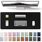 YSAGi Leather Office Desk Pad Protector, Large Mouse Pad, Non-Slip, PU Leather, Laptop Desk Blotter, Waterproof Writing Pad for Office and Home, Black, 23.6" x 13.8"