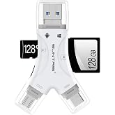 SD Card Reader for iPhone/ipad/Android/Mac/Computer/Camera,4 in1 Micro SD Card Reader Trail Camera Viewer, Portable Memory Card Reader SD Card Adapter for SD and TF Cards(White)