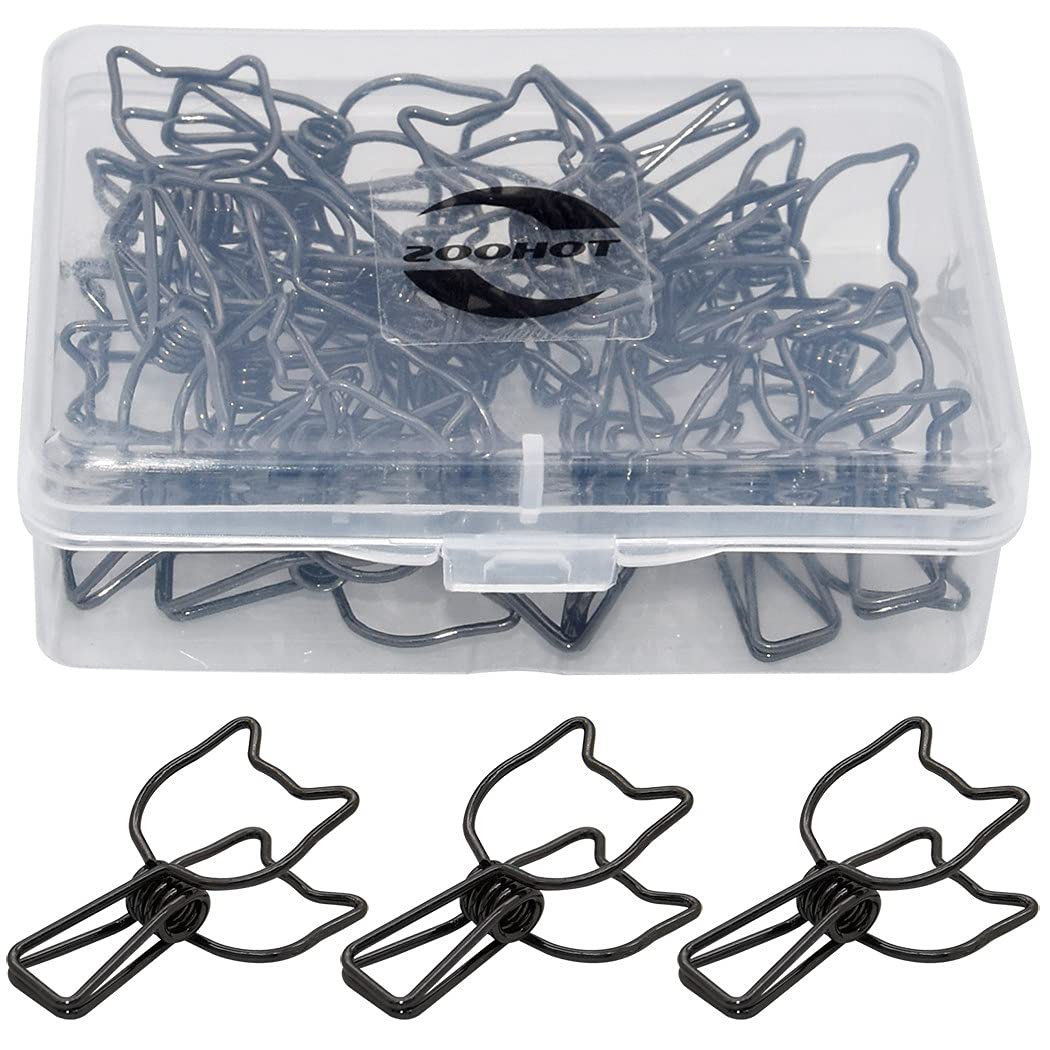 Black Clip Cute Cat Shaped Paper Clips for Home Office Supplier School Accessories Document Organizing, Pack of 25