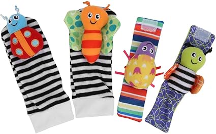 baby socks with toys on them