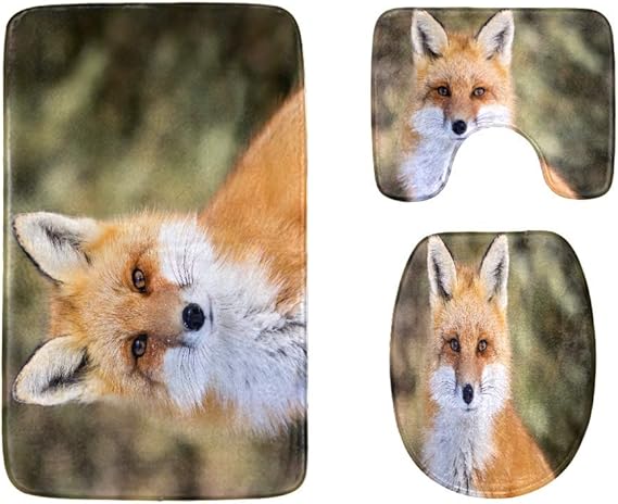 Juego de alfombra de baño para niños Zorro rojo durmiendo en el bosque