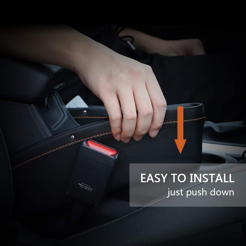 JYSW Car Gap Filler, 2 Pack Leather Car Seat Organizer Gap Pocket Car Seat Storage Box for Holding Phone, Sunglasses, Keys, Black: Automotive