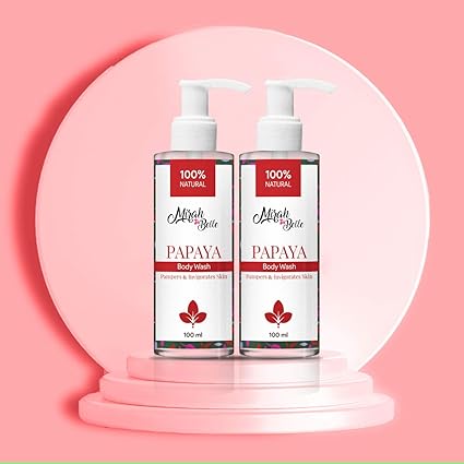 Mirah Belle - Natural Papaya Body Wash (Pack of 2) - Best for Dull and Pigmented Skin - Works on Dry and Oily Skin - Brightens and Lightens Skin Tone - For Men and Women - 200 ml