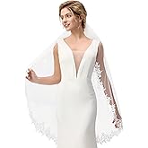 AierHuiOi Bridal Veil, 1 Tier Lace Wedding Veil, With Metal Comb Veils for Women Wedding