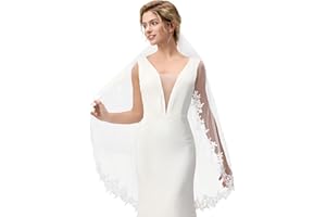 AierHuiOi Bridal Veil, 1 Tier Lace Wedding Veil, With Metal Comb Veils for Women Wedding