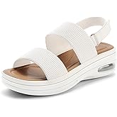 mysoft Women's Walking Sandals Comfortable Air Cushion Platform Elastic Ankle Strap Open Toe Ourdoor Summer Shoes