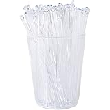 Gmark 6 Inch Plastic Round Top Swizzle Sticks 100 ct Clear, Ball Head Stirrer 100 Pack GM1003D