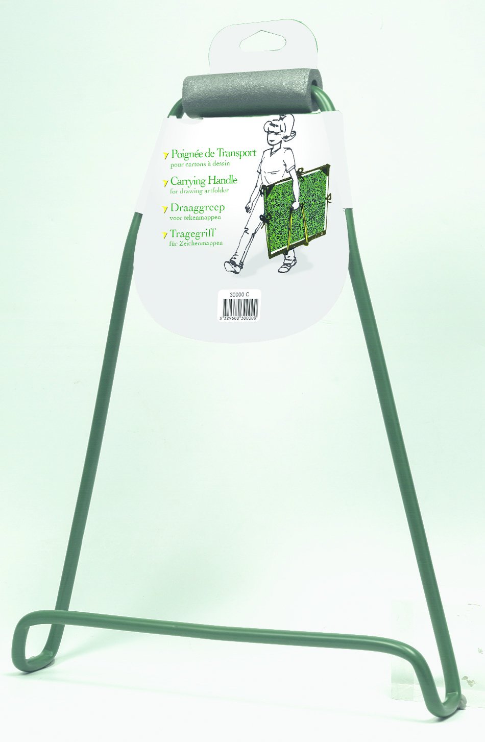 Clairefontaine - Ref 30000C - Carrying Handles for Art Folders - 54 x 38 x 6cm in Size, Made from Metal, Suitable for Aiding Carrying Large At Folders - Green