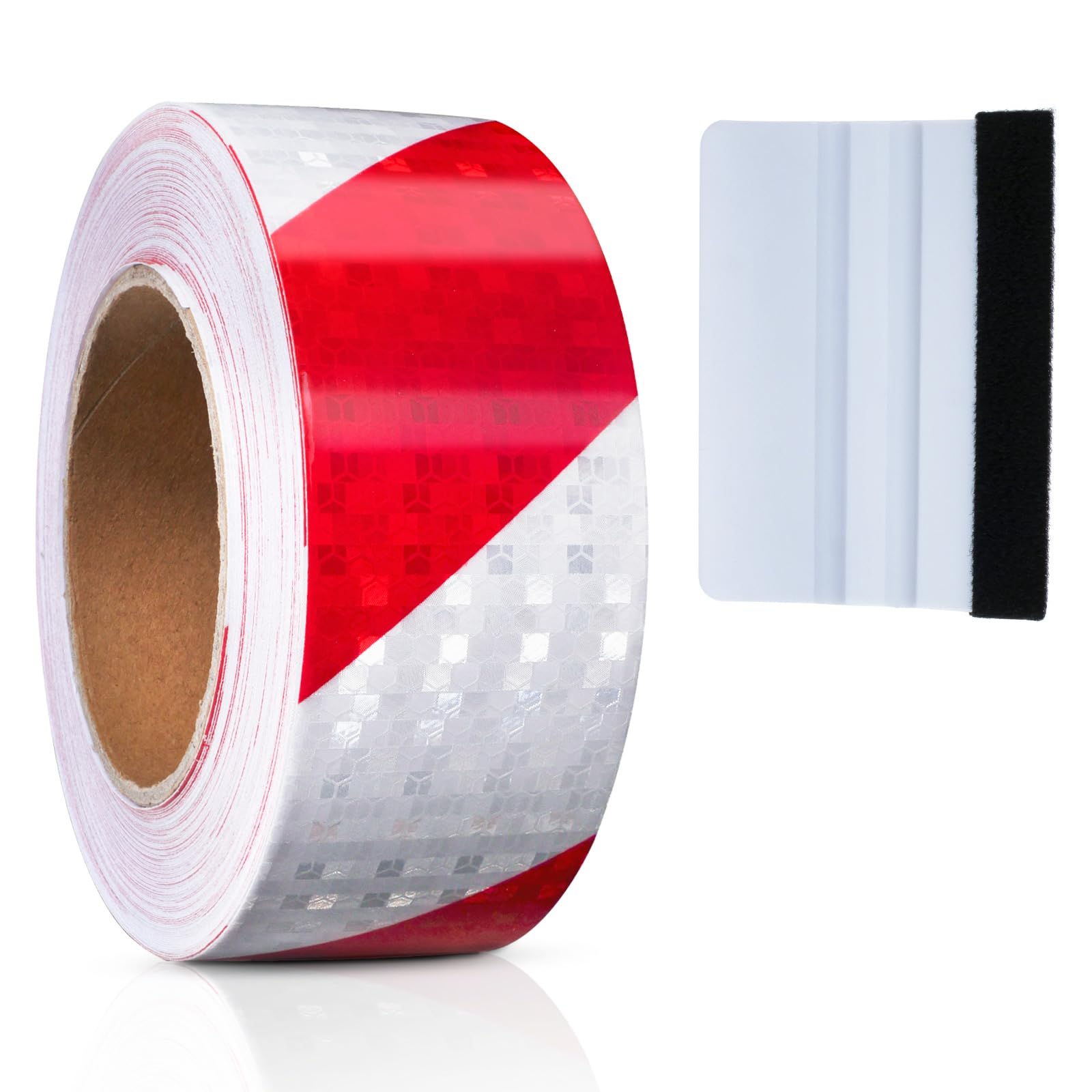 oupados 25m×5cm Reflective Warning Sticker Reflector Tapes Tape Red and White Suitable for Indoor and Outdoor Use Nighttime Construction and Car Warnings