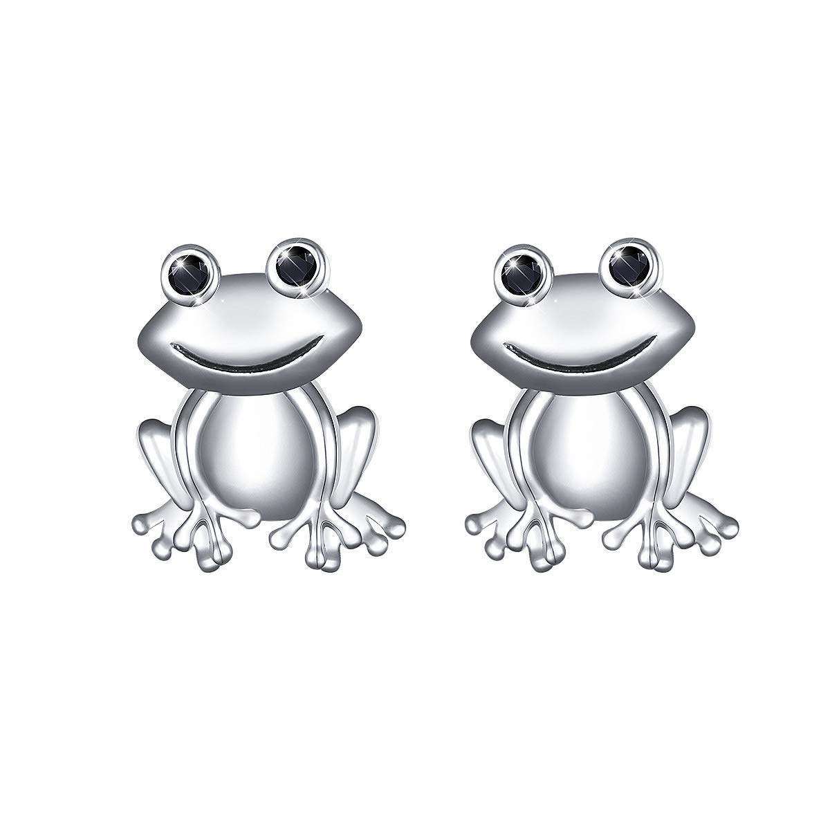 Flyow 925 Sterling Silver Earring Hypoallergenic Cute Animal Turtle/Rabbit/Frog Prince Stud Earrings for Women Teens Girls (Frog) — image 1