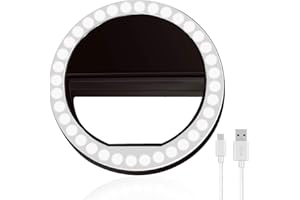 XINBAOHONG Selfie Ring Light Rechargeable Portable Clip-on Selfie Fill Light with 36 LED for Smart Phone Photography, Camera Video, Girl Makes up Black …