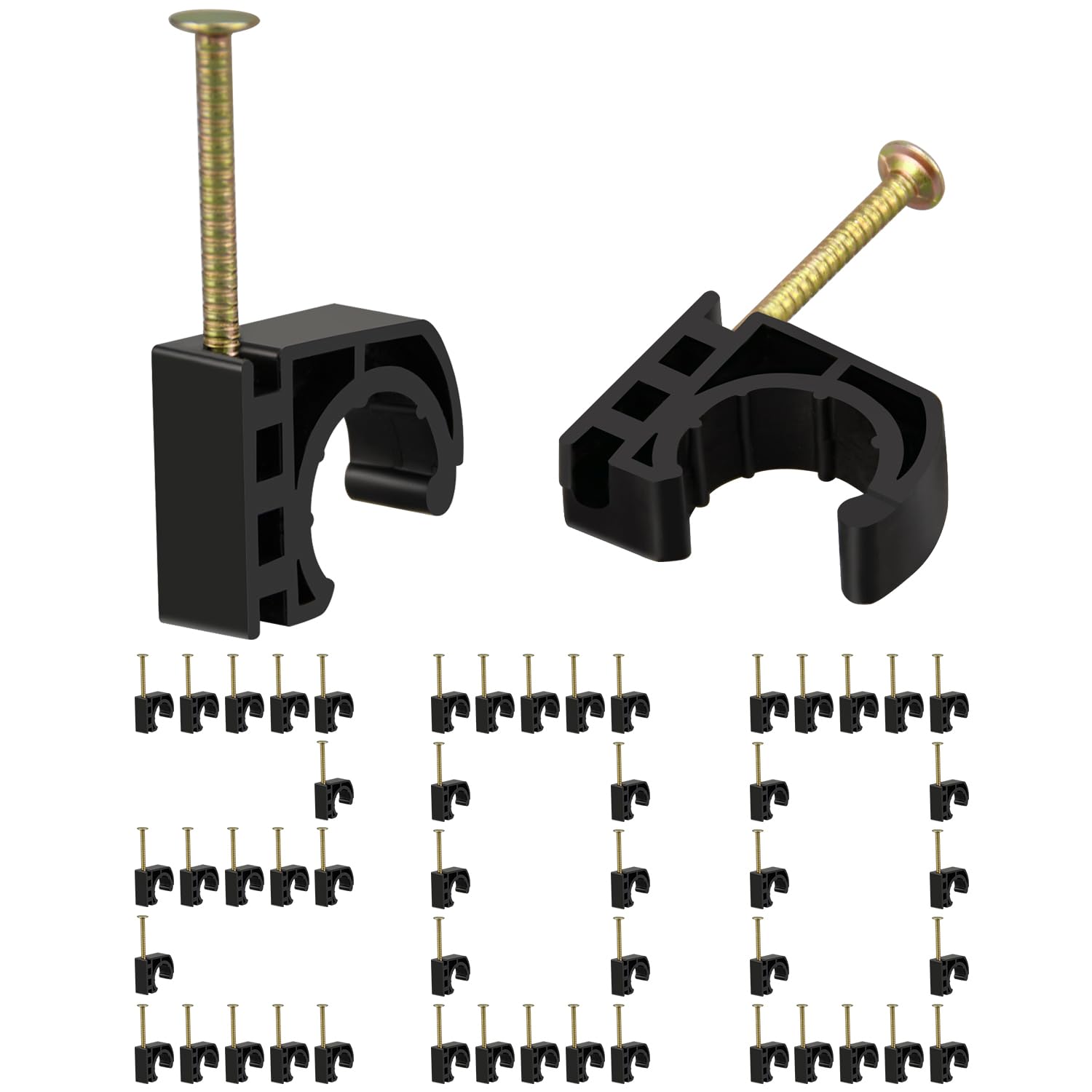 200 Pack 1/2" Half Clamps J-Hook with Nails Set, J