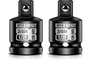 MTO 2-Piece 1/2" Female to 3/8" Male Impact Socket Adapter Set, 1/2" Drive Impact Driver Conversions for Impact Wrench, Chrome Molybdenum Alloy Steel