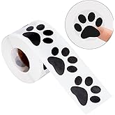 Anwyll Paw Stickers - Paw Prints Stickers 500Pcs 1.5Inch Puppy Dog Bear Paw Prints Sticker Self Adhesive Clear & Black Paw Patrol Sticker Roll for Birthday Party Envelope Seal Card Gift Packaging