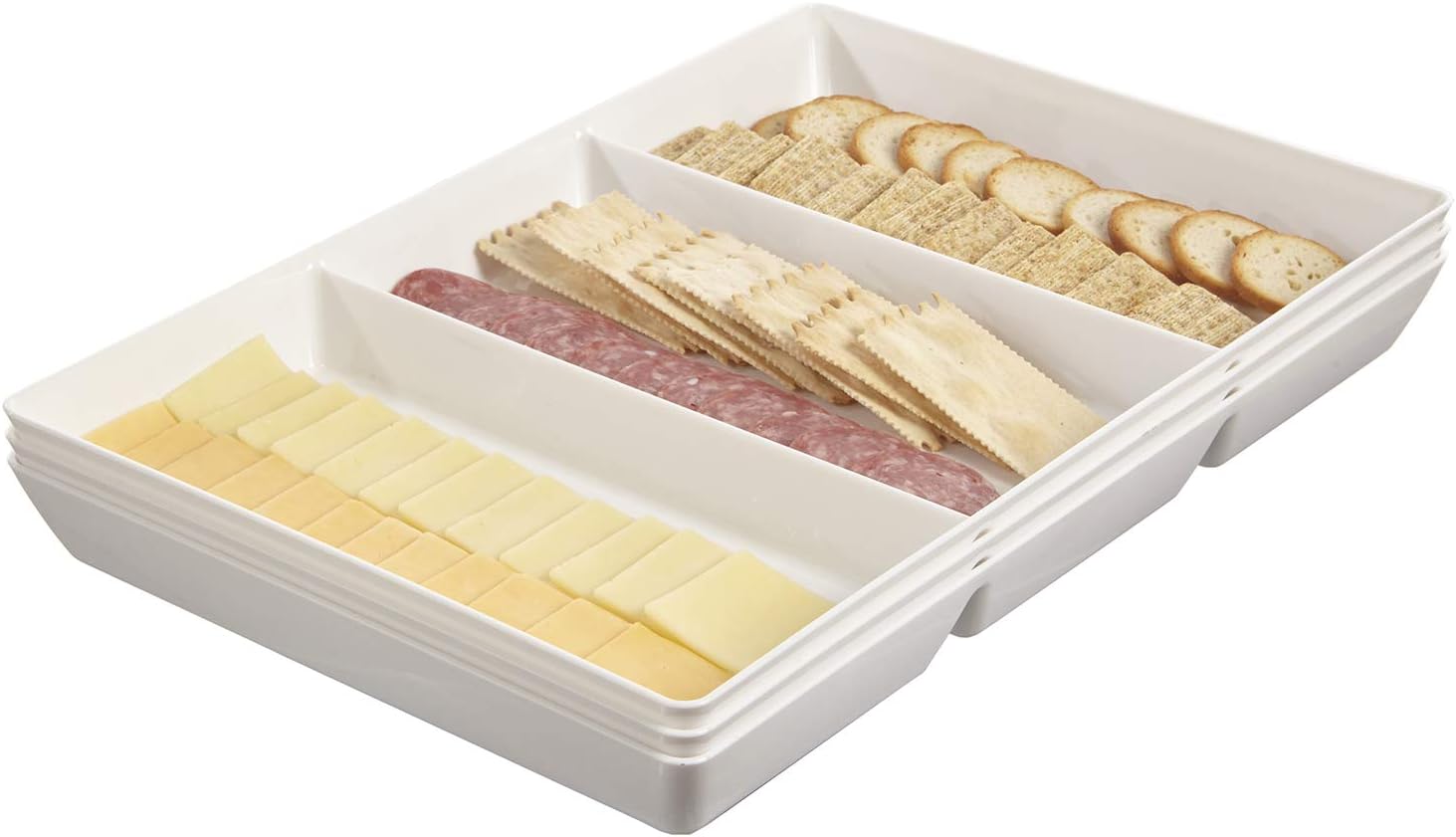  | Avant 15" x 10" Plastic 3-Section Serving Tray | set of 3 White: Platters