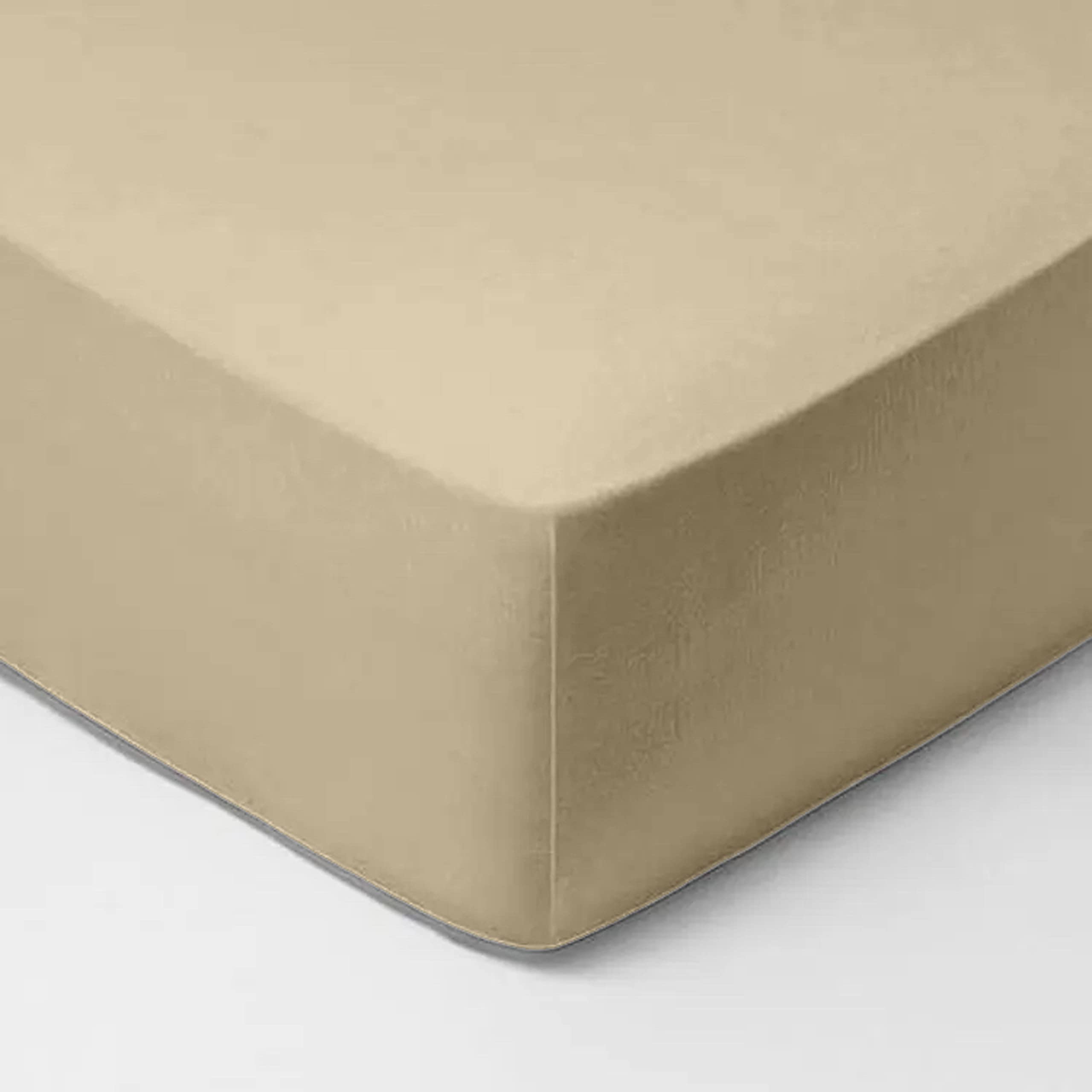 linensland® Super King Fitted Sheet Beige - 100% Egyptian Cotton Soft & Durable Long Lasting Bed Fitted Sheets - Extra Deep Pocket 16 inch (40 cm) (183x200 cm)
