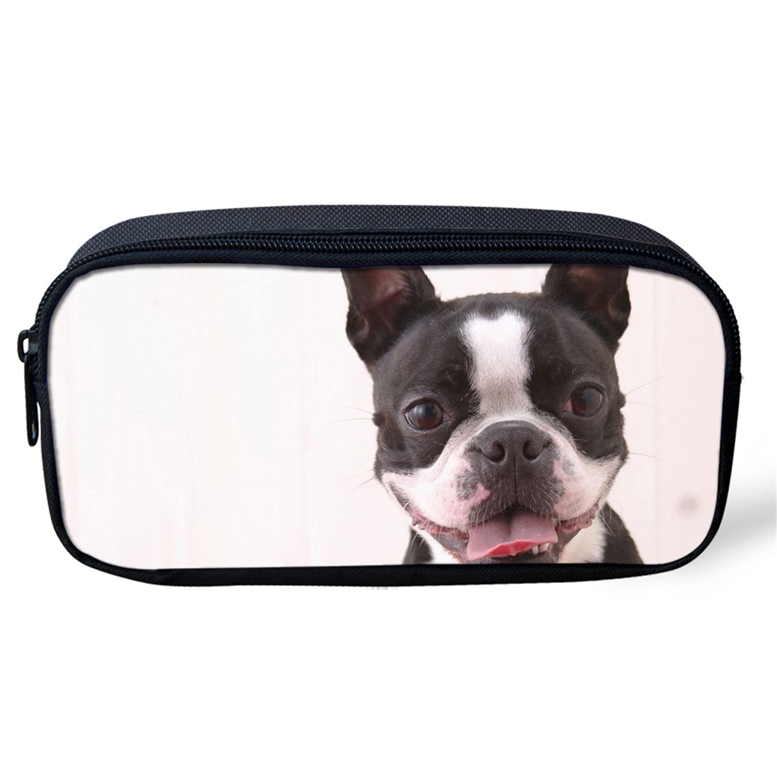 Poceacles Cute French Bulldog Print Pencil Case Pen Bag Pouch, Womens Makeup Brush Bag, School Supplies Pen Pouch Key Bag Coin Purse for Kids Teenager Boys Girls