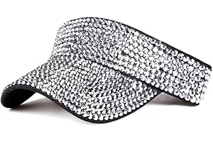 Gudessly Shiny Rhinestones Sport Sun Visor Adjustable Summer Cap Visor Caps for Women Men