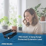 PRO ELEC PELB1706 4 Gang Surge Protected Mains Extension Lead 2m Black view 5