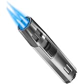 Zoocura Torch Lighter Butane Lighter Refillable Jet Flame Torch Lighters Windproof Gas Long Torch Lighter Adjustable Butane Pen Lighter for Candles Grill BBQ Stove Camping(Gas Not Included)