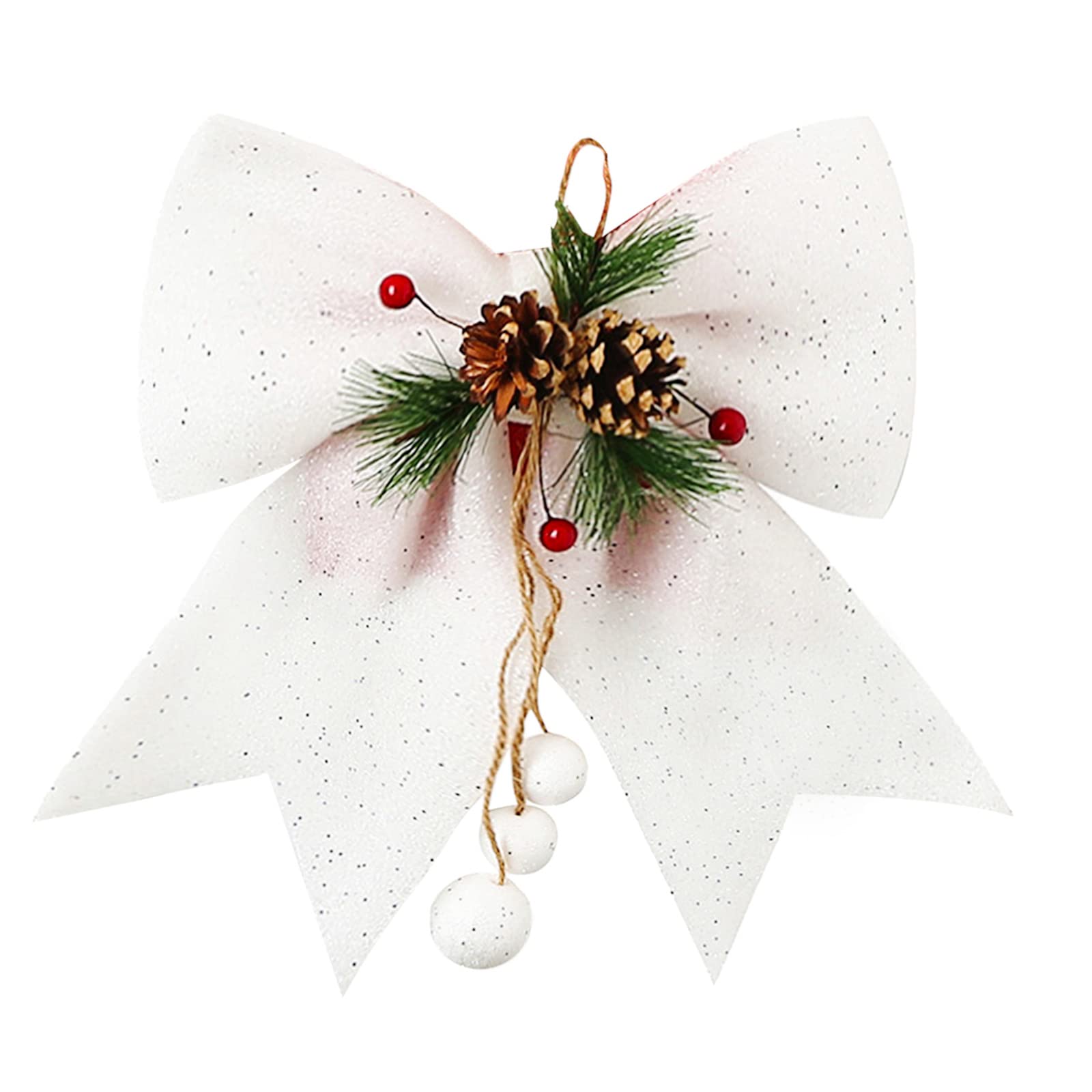 White Glitter Christmas Wreaths Bow Large Sequin Ties,9.8x10.6in White Bow for Xmas Tree,Foam Bows Xmas Tree Decoration for Christmas TreeOrnament,Wreath Making,Garland,Gift Wrapping