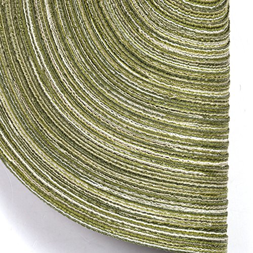 Placemats,Topotdor 14-Inch Round Placemat Braided Woven Placemats Set of 6 (Green) - Thumbnail 3
