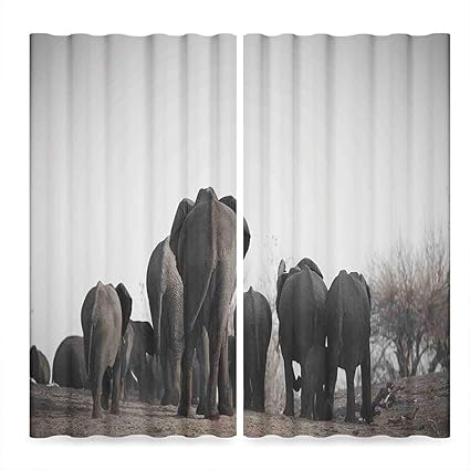 Amazon Com Elephant Bedroom Blackout Curtains Image Of A