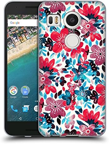 Official Micklyn Le Feuvre Happy Red Flower Collage Floral Patterns 2 Soft Gel Case for LG Nexus 5X