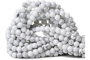 CHEAVIAN 6mm 60PCS Natural White Howlite Gemstone Round Loose Stone Beads for Jewelry Making DIY Crafts Design 1 Strand 15"