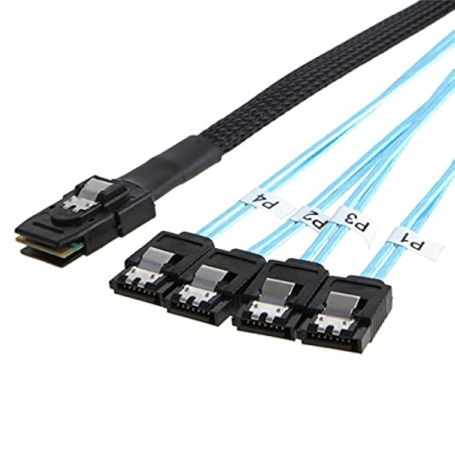 NFHK Internal Mini SAS SFF-8087Host to 4 SATA 7pin Target Hard Disk 6Gbps Data Server Raid Cable 50cm
