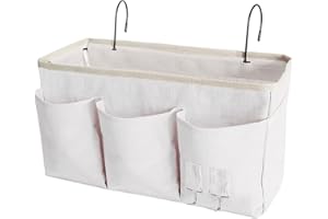 SMALIGOLA Bedside Caddy, Bedside Hanging Storage Organizer forBunk and Hospital Beds,College Dorm Bed，Can be Placed Glasses Books Mobile Phones (White 1)