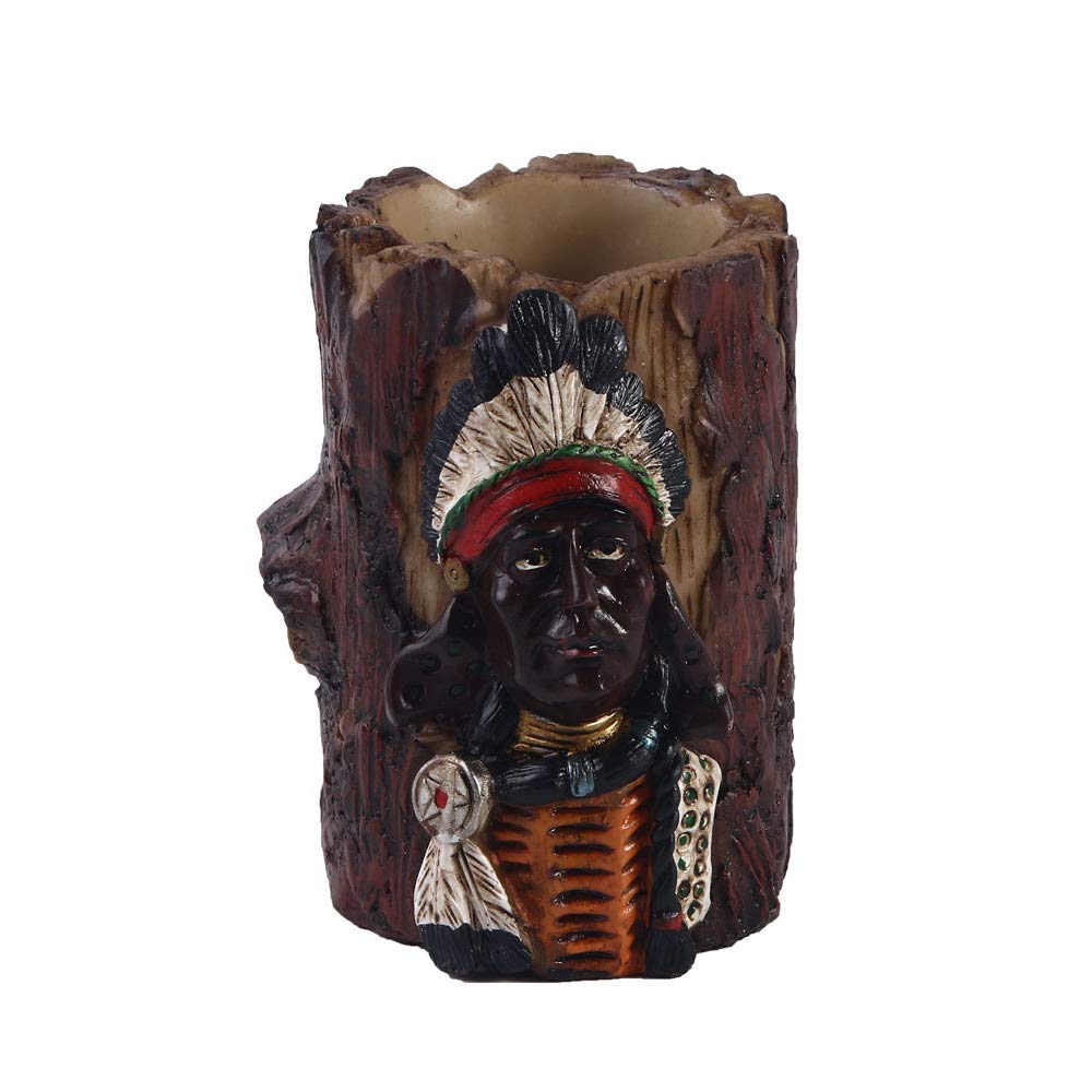 VOANZO Pencil Pen Holder, Exotic Style of Indian Tribe, Resin Pencil Pen Holder for Desk Office Accessory
