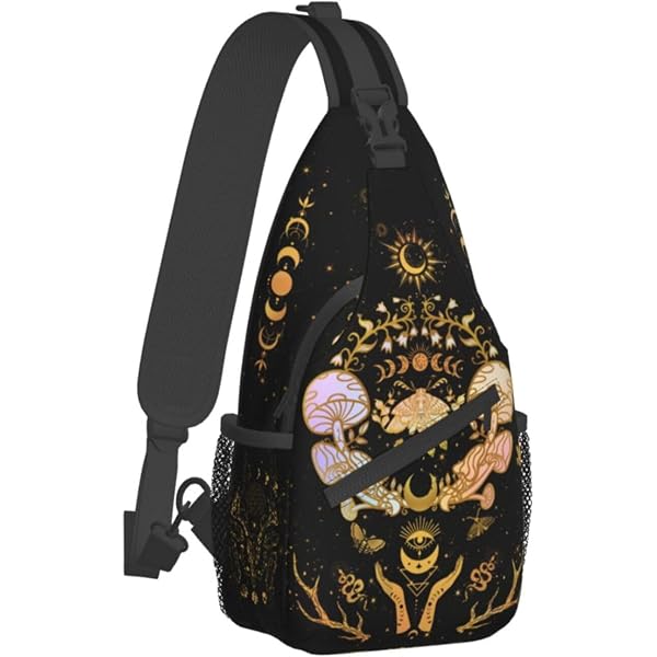 Women\'s Goth Sling Backpack Crossbody Shoulder Bag Travel Hiking Daypack Gift Amazon.com | BCQJNB Witchy Moon Goth Mushroom Sling Backpack  main image 2