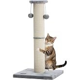 Kilodor 34" Cat Scratching Post with Replaceable Sisal Scratcher | Tall Cat Scratch Post for Indoor Cats adults, Sturdy and Durable Large Scratching Post, Vertical Cat Post with Hanging Balls
