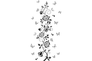 FUFUQUARE Flower Vine Decals Flying Butterfly Black Floral Wall Stickers Removable Wall Art Decor for Living Room Bedroom