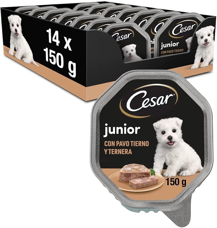 Junior Nourriture pour Chien Chiot Puppy avec Dinde Tendre et Veau 150 g - 14 bacs