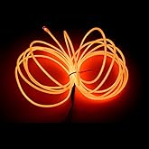 MaxLax EL Wire Orange, 9.8ft/3m Portable Battery Pack Neon Light Strip 360&deg; Cuttable Glowing Rope Lights for Parties, Halloween, DIY Decoration